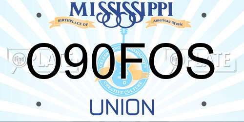 O90FOS Mississippi License Plate