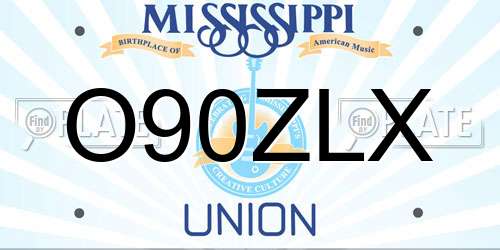 O90ZLX Mississippi License Plate