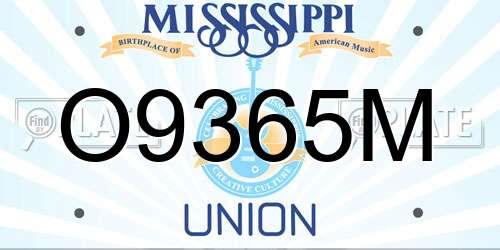 O9365M Mississippi License Plate