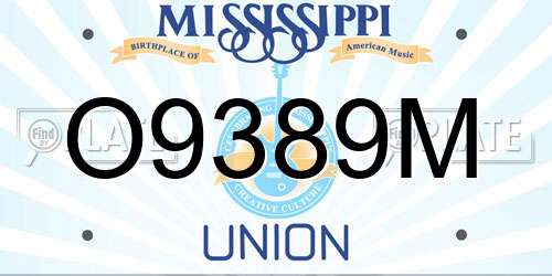 O9389M Mississippi License Plate