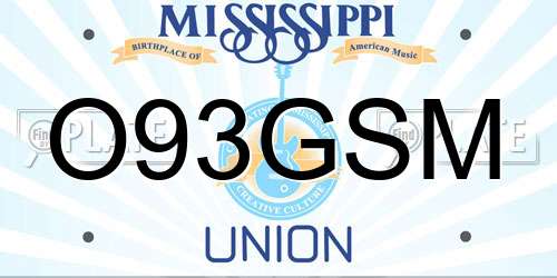 O93GSM Mississippi License Plate