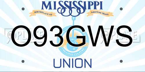 O93GWS Mississippi License Plate