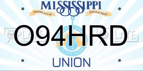 O94HRD Mississippi License Plate