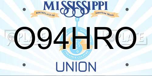 O94HRO Mississippi License Plate
