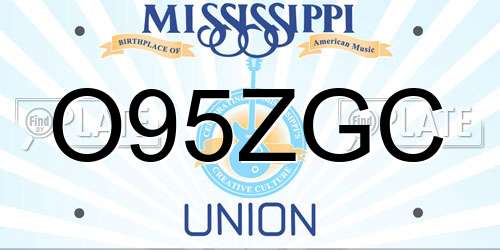 O95ZGC Mississippi License Plate