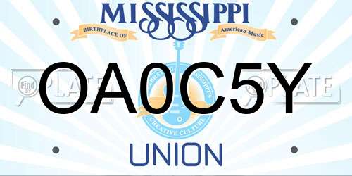 OA0C5Y Mississippi License Plate