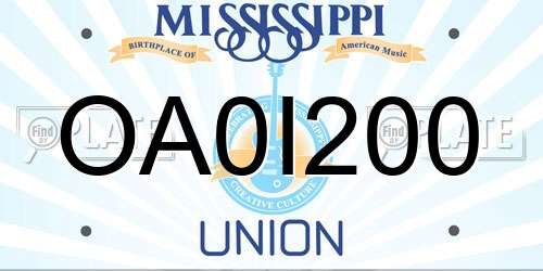 OA0I200 Mississippi License Plate