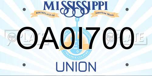 OA0I700 Mississippi License Plate