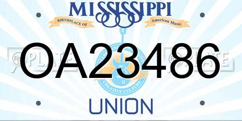OA23486 Mississippi License Plate