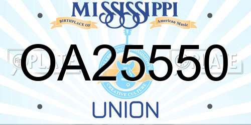 OA25550 Mississippi License Plate