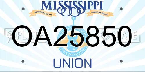 OA25850 Mississippi License Plate