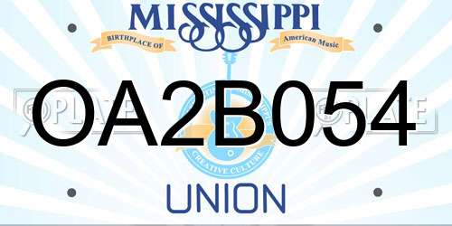 OA2B054 Mississippi License Plate