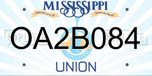 OA2B084 Mississippi License Plate