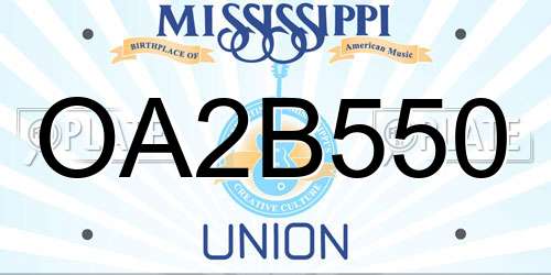 OA2B550 Mississippi License Plate