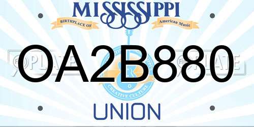 OA2B880 Mississippi License Plate