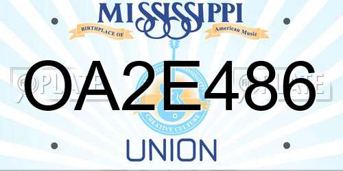 OA2E486 Mississippi License Plate