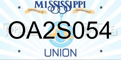OA2S054 Mississippi License Plate