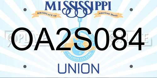 OA2S084 Mississippi License Plate