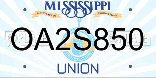 OA2S850 Mississippi License Plate