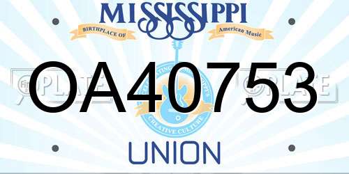 OA40753 Mississippi License Plate