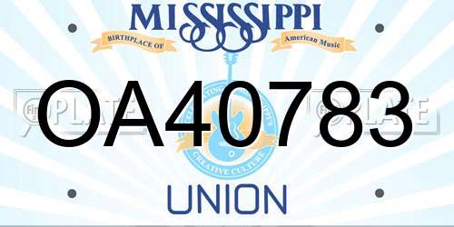 OA40783 Mississippi License Plate