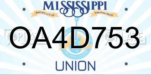 OA4D753 Mississippi License Plate