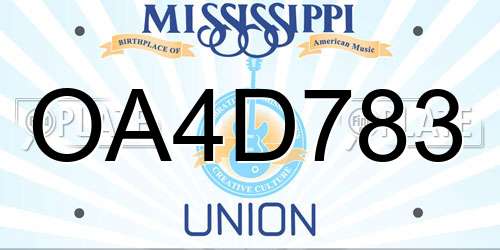 OA4D783 Mississippi License Plate