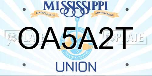 OA5A2T Mississippi License Plate