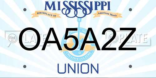 OA5A2Z Mississippi License Plate