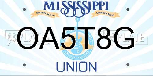 OA5T8G Mississippi License Plate