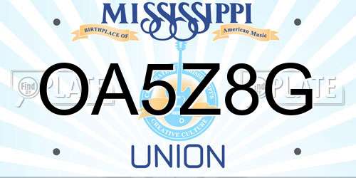 OA5Z8G Mississippi License Plate