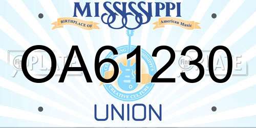 OA61230 Mississippi License Plate