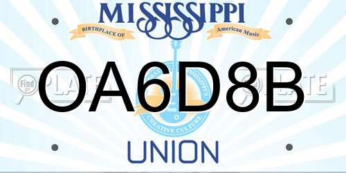 OA6D8B Mississippi License Plate