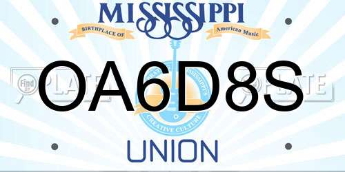 OA6D8S Mississippi License Plate
