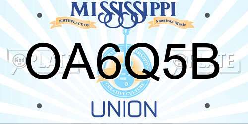 OA6Q5B Mississippi License Plate