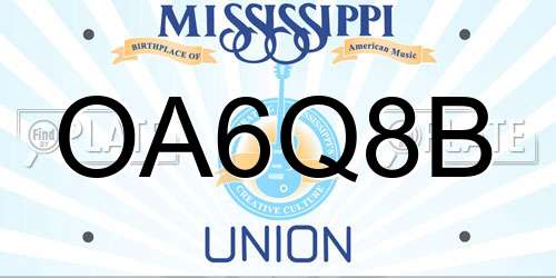 OA6Q8B Mississippi License Plate