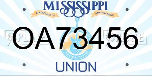 OA73456 Mississippi License Plate