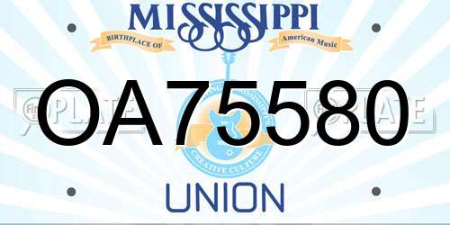 OA75580 Mississippi License Plate