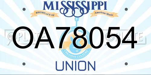 OA78054 Mississippi License Plate