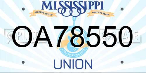 OA78550 Mississippi License Plate