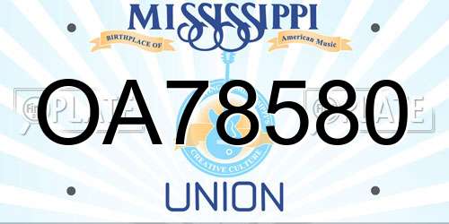 OA78580 Mississippi License Plate