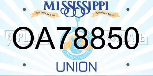 OA78850 Mississippi License Plate