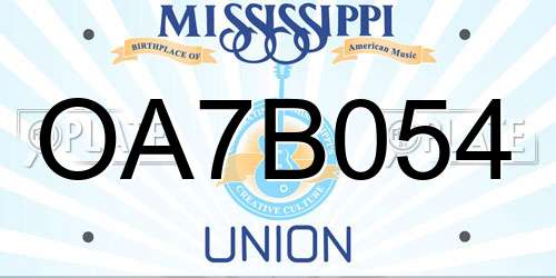 OA7B054 Mississippi License Plate
