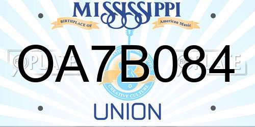 OA7B084 Mississippi License Plate