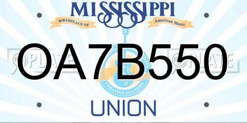 OA7B550 Mississippi License Plate
