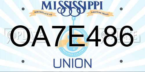 OA7E486 Mississippi License Plate
