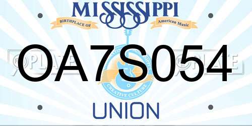 OA7S054 Mississippi License Plate