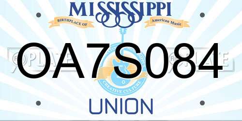 OA7S084 Mississippi License Plate