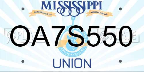 OA7S550 Mississippi License Plate