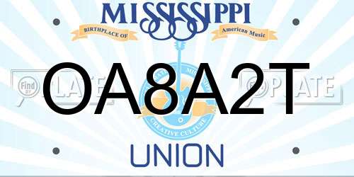 OA8A2T Mississippi License Plate